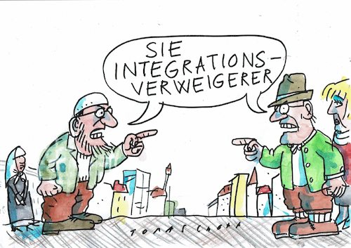 Cartoon: Integration (medium) by Jan Tomaschoff tagged intergration,migration,ängste,toleranz,intergration,migration,ängste,toleranz