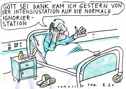 Cartoon: intensiv (medium) by Jan Tomaschoff tagged krankenhaus,fürsorge,pflege,mangel,krankenhaus,fürsorge,pflege,mangel