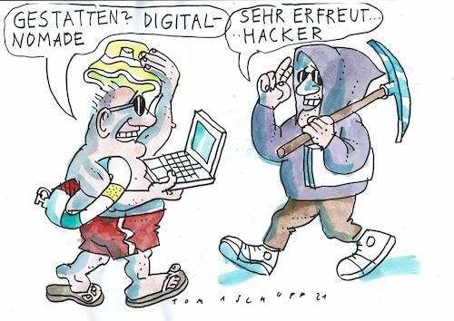 Cartoon: Internet (medium) by Jan Tomaschoff tagged digitalnomaden,hacker,internet,digitalnomaden,hacker,internet