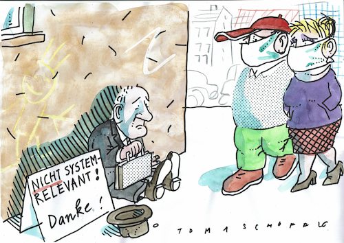 Cartoon: irrelevant (medium) by Jan Tomaschoff tagged corona,krise,jobs,corona,krise,jobs