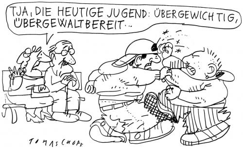 Cartoon: Jugend... (medium) by Jan Tomaschoff tagged jugend,generationen,übergewicht,gewaltbereitschaft