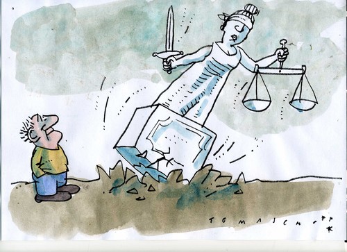 Cartoon: Justiz 2 (medium) by Jan Tomaschoff tagged gerechtigkeit,unerschütterlich,gerechtigkeit,unerschütterlich