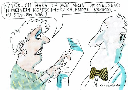 Cartoon: Kalender (medium) by Jan Tomaschoff tagged kopfschmerz,partnerschaft,stress,kopfschmerz,partnerschaft,stress