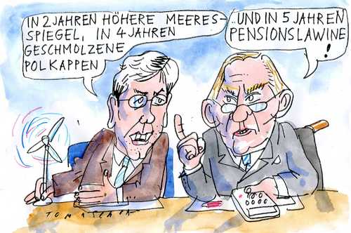 Cartoon: Katastrophen (medium) by Jan Tomaschoff tagged röttgen,schäuble,röttgen,schäuble,katastrophen