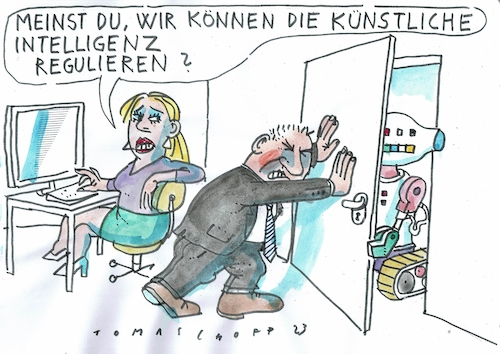 Cartoon: KI (medium) by Jan Tomaschoff tagged roboter,künstliche,intelligenz,roboter,künstliche,intelligenz