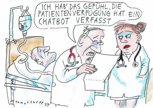 Cartoon: KI (medium) by Jan Tomaschoff tagged verfügung,krankheit,chatbot,ki,verfügung,krankheit,chatbot,ki