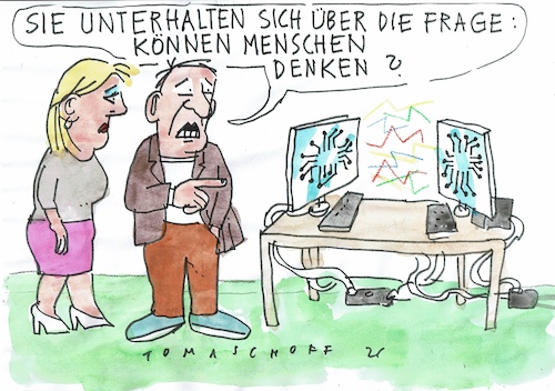 Cartoon: KI (medium) by Jan Tomaschoff tagged mensch,maschine,ki,denken,mensch,maschine,ki,denken