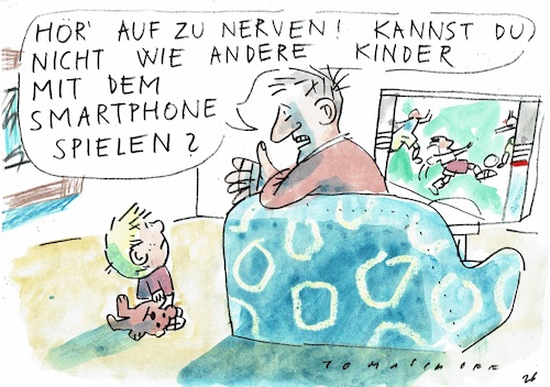 Cartoon: Kind (medium) by Jan Tomaschoff tagged klins,medien,handy,klins,medien,handy