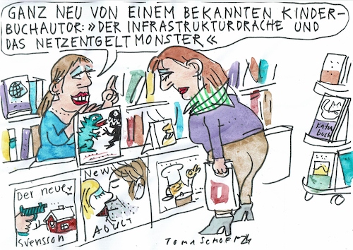 Cartoon: Kinderbuch (medium) by Jan Tomaschoff tagged habeck,wirtschaft,infrastruktur,netzentgelt,habeck,wirtschaft,infrastruktur,netzentgelt