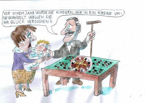 Cartoon: Kinderklinik (medium) by Jan Tomaschoff tagged krankenhaus,schliessung,kinder,krankenhaus,schliessung,kinder