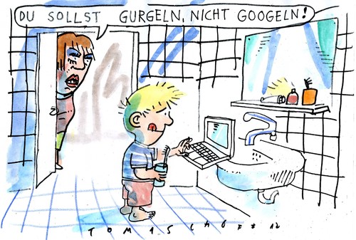 Cartoon: Kindernet (medium) by Jan Tomaschoff tagged internet,kinder,computer,google,zähne,körperpflege,internet,kinder,computer,google,zähne,körperpflege