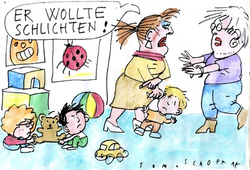 Cartoon: Kitaschlichter (medium) by Jan Tomaschoff tagged kitas,streik,kitas,streik
