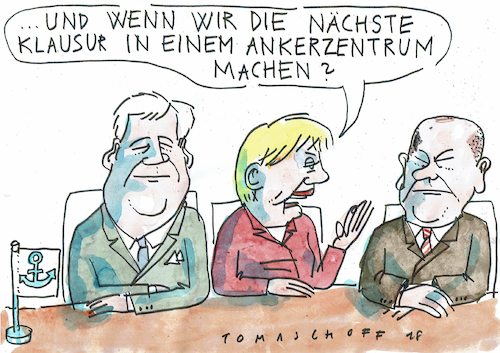 Cartoon: Klausur (medium) by Jan Tomaschoff tagged politiker,alltag,politiker,alltag