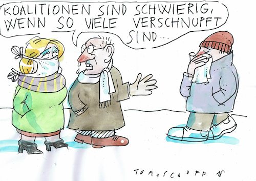 Cartoon: Koalitionen (medium) by Jan Tomaschoff tagged koalitionen,annäherung,zusammenarbeit,koalitionen,annäherung,zusammenarbeit