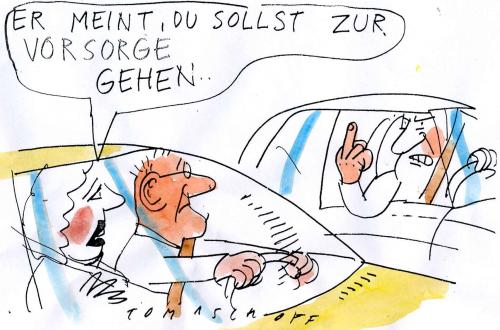 Cartoon: Koloskopie (medium) by Jan Tomaschoff tagged koloskopie,darmspiegelung,vorsorge