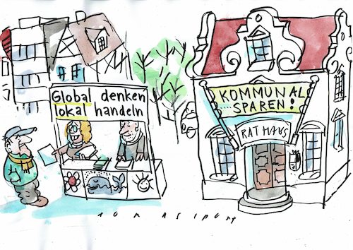Cartoon: kommunal (medium) by Jan Tomaschoff tagged umwelt,geld,schulden,umwelt,geld,schulden