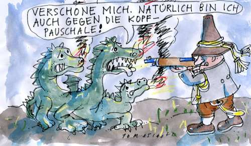 Cartoon: Kopfpauschale (medium) by Jan Tomaschoff tagged kopfpauschale,kv,krankenkassen,rösler,gesundheitssystem