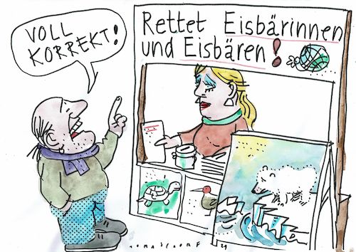 Cartoon: korrekt (medium) by Jan Tomaschoff tagged umwelt,klima,gender,umwelt,klima,gender