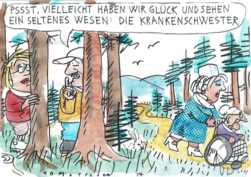 Cartoon: Krankenschwester (medium) by Jan Tomaschoff tagged gesundheit,pflege,fachkräftemangel,gesundheit,pflege,fachkräftemangel