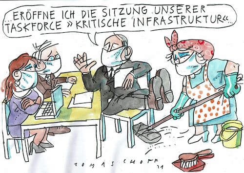 Cartoon: kritische Infrastruktur (medium) by Jan Tomaschoff tagged corona,systemrelevanz,infrstruktur,corona,systemrelevanz,infrstruktur
