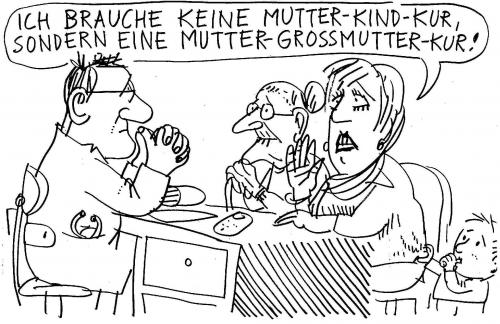 Cartoon: Kur (medium) by Jan Tomaschoff tagged kur,mutter,kind,generationen,eltern,überalterung,senioren
