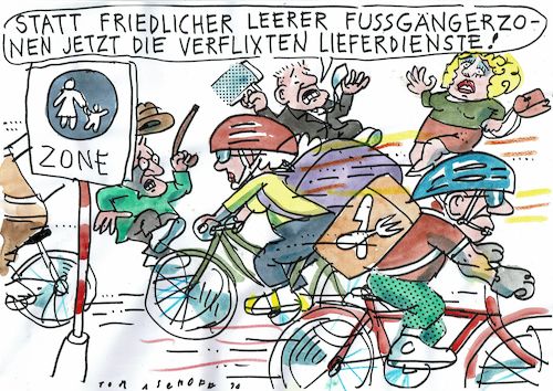 Cartoon: Kuriere (medium) by Jan Tomaschoff tagged lieferservice,fahrradkurier,lieferservice,fahrradkurier