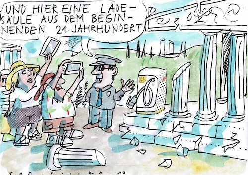 Cartoon: Ladesäule (medium) by Jan Tomaschoff tagged elektroauto,elektroauto
