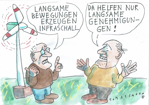 Cartoon: langsam (medium) by Jan Tomaschoff tagged windenergie,infraschal,genehmigung,windenergie,infraschal,genehmigung