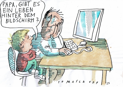 Cartoon: Leben (medium) by Jan Tomaschoff tagged pc,internett,realiät,leben,pc,internett,realiät,leben