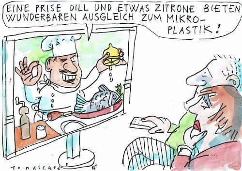 Cartoon: lecker (medium) by Jan Tomaschoff tagged kochen,fische,umweltverschmutzung,kochen,fische,umweltverschmutzung