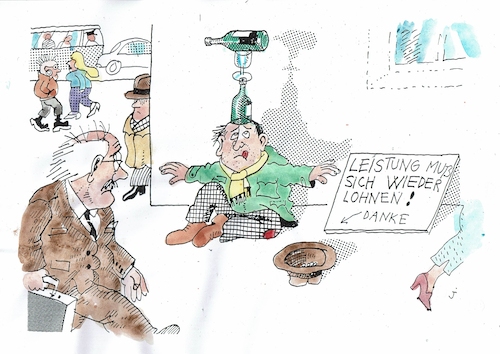 Cartoon: Leistung (medium) by Jan Tomaschoff tagged leistung,wirtschaft,lohn,leistung,wirtschaft,lohn