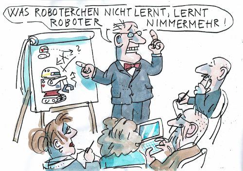Cartoon: lernende Machinen (medium) by Jan Tomaschoff tagged roboter,künstliche,intelligenz,roboter,künstliche,intelligenz