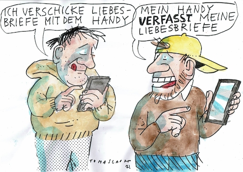 Cartoon: Liebesbriefe (medium) by Jan Tomaschoff tagged ki,kommunikation,liebe,ki,kommunikation,liebe