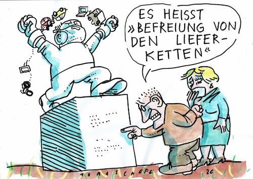 Cartoon: Lieferketten (medium) by Jan Tomaschoff tagged corona,witschaft,globalisierung,lieferketten,corona,witschaft,globalisierung,lieferketten