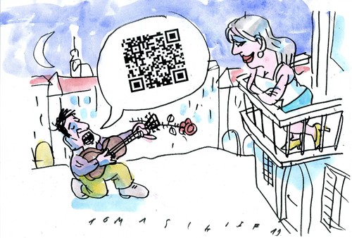 Cartoon: Love (medium) by Jan Tomaschoff tagged mobile,tagging,code,liebe,singen,code