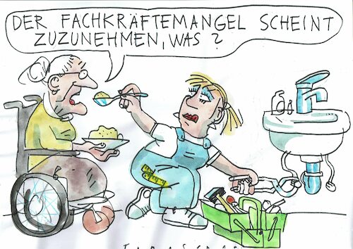 Cartoon: Mangel (medium) by Jan Tomaschoff tagged pflege,personalmangen,fachkräftemangel,pflege,personalmangen,fachkräftemangel