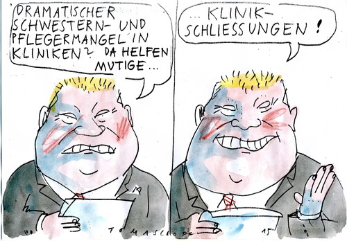 Cartoon: Mangel beseitigt (medium) by Jan Tomaschoff tagged kliniken,schwesternmangel,kliniken,schwesternmangel