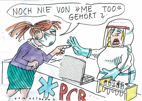 Cartoon: me too (medium) by Jan Tomaschoff tagged corona,pandemie,pcr,tests,corona,pandemie,pcr,tests