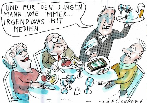 Cartoon: Medien (medium) by Jan Tomaschoff tagged internet,handy,mediensucht,internet,handy,mediensucht