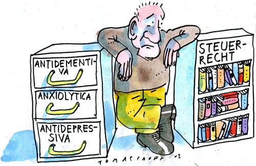 Cartoon: Medikation (medium) by Jan Tomaschoff tagged steuerrecht,steuerrecht