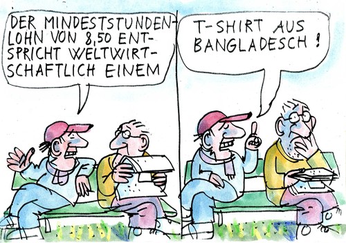 Cartoon: Mindestlohn (medium) by Jan Tomaschoff tagged globalisierung,mindestlohn,globalisierung,mindestlohn