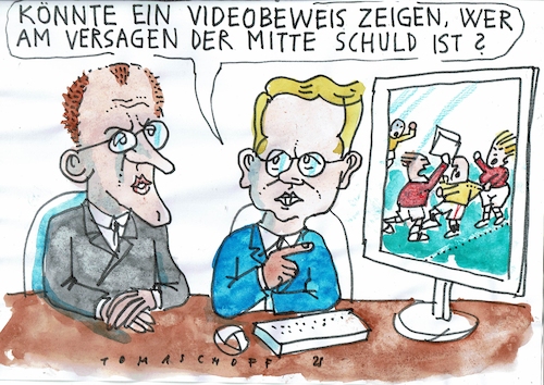 Cartoon: Mitte (medium) by Jan Tomaschoff tagged merz,cdu,lindemann,merz,cdu,lindemann