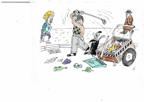 Cartoon: Müll (medium) by Jan Tomaschoff tagged müll,armut,reichtum,golf,müll,armut,reichtum,golf