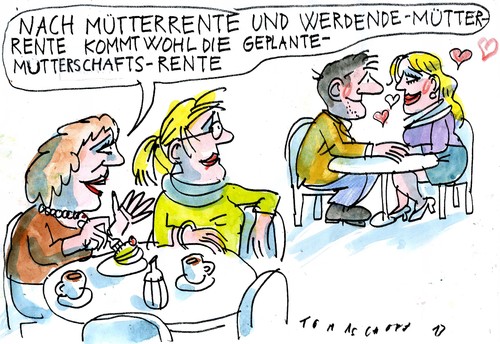 Cartoon: Mütterrente (medium) by Jan Tomaschoff tagged mütterrente,nachwuchs,mütterrente,nachwuchs
