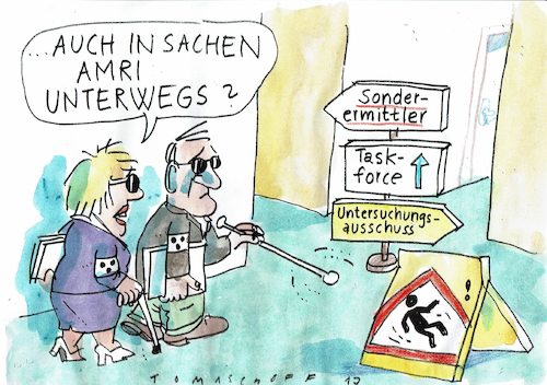 Cartoon: Nachforschung (medium) by Jan Tomaschoff tagged amri,terror,abwehr,amri,terror,abwehr