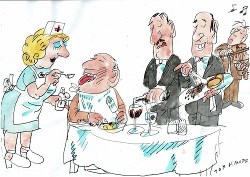 Cartoon: Nachtisch (medium) by Jan Tomaschoff tagged ernährung,gesundheit,medikamente,ernährung,gesundheit,medikamente