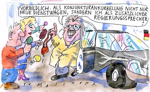 Cartoon: Neue Dienstwagen (medium) by Jan Tomaschoff tagged dienstwagen