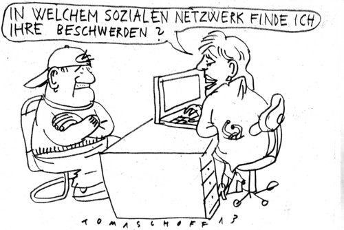 Cartoon: no (medium) by Jan Tomaschoff tagged no,arzt,ärztin,soziales,netzwerk,patient,computer,online,internet,facebook,instagram,myspace,telegram,whats,app,jung,jugendlich,krank,gesund,beschwerde