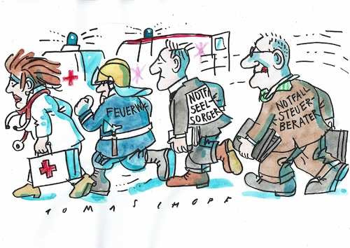 Cartoon: Notfall (medium) by Jan Tomaschoff tagged steuern,arzt,notfall,steuern,arzt,notfall