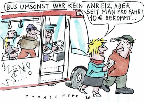 Cartoon: ÖPNV (medium) by Jan Tomaschoff tagged bus,bahn,auto,fahrkarten,stadt,bus,bahn,auto,fahrkarten,stadt